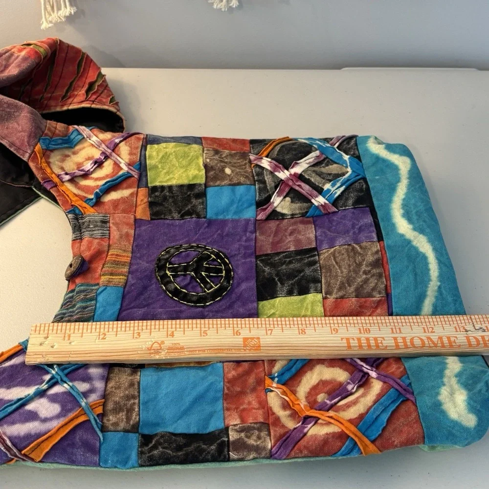 Aller Simplement boho Hippie Patchwork Hobo Bag Colorful Peace Fun Unique Cotton